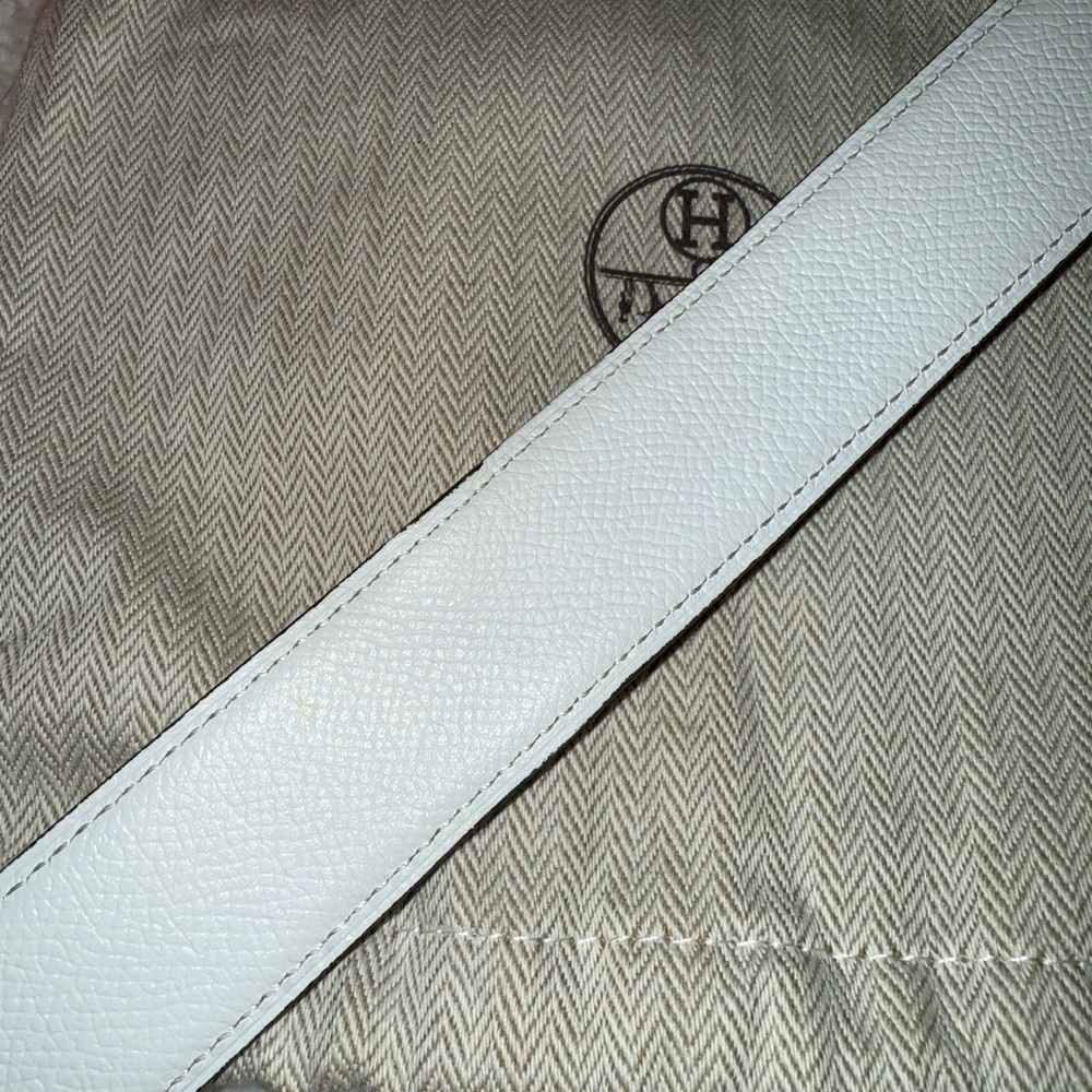 Hermes Blanc / Etoupe Reversible Belt Kit White Taupe Leather Gold H Buckle - Picture 3 of 16